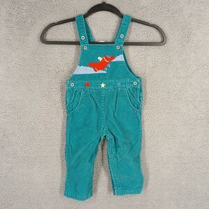 Vintage Boys Size 18M‎ Teal Corduroy Overalls with Airplane Applique Long Pants
